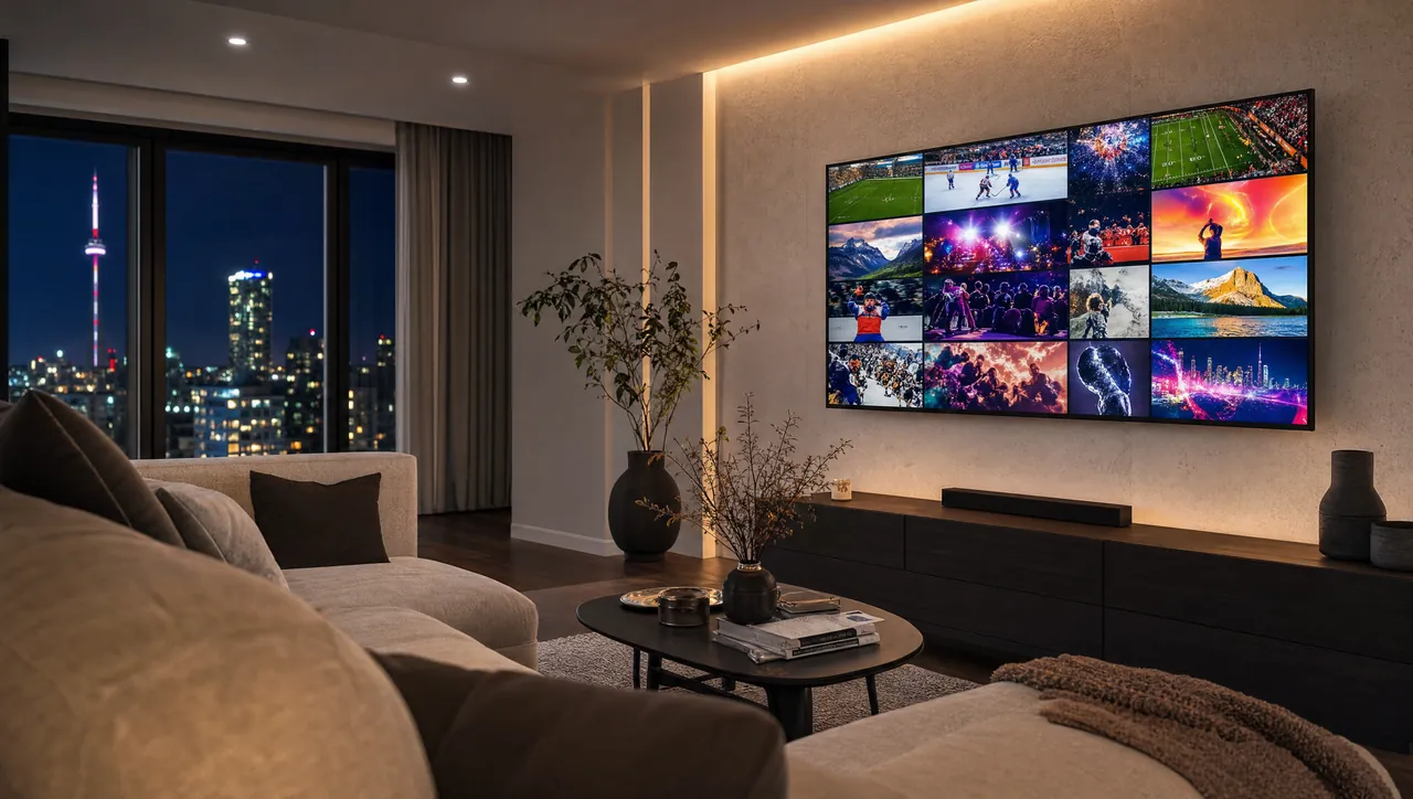 Best IPTV Canada — 40,000+ live channels in 4K Ultra HD on a smart TV in a Canadian living room